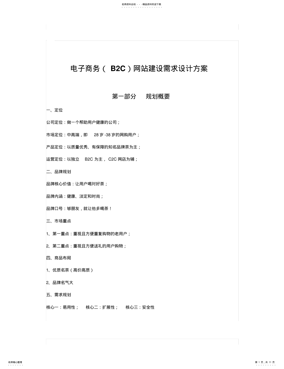 2022年电子商务网站需求设计方案 .pdf_第1页