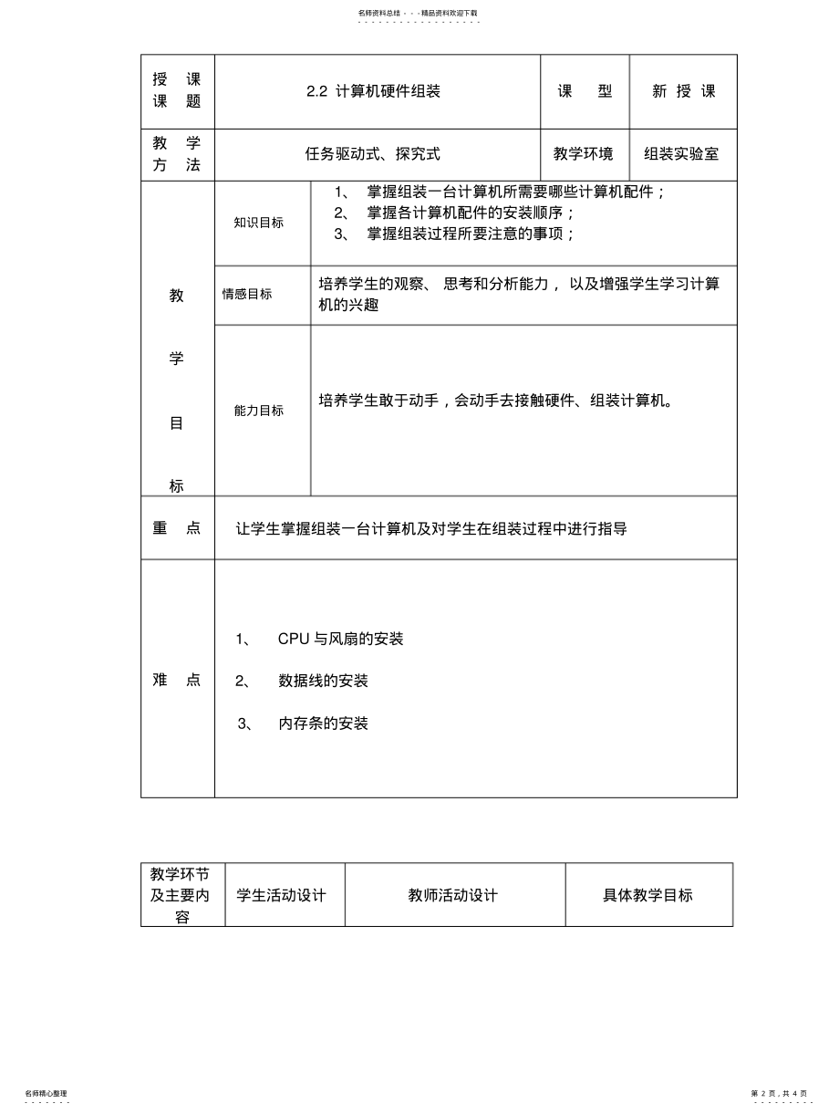 2022年《计算机硬件组装》教案 .pdf_第2页