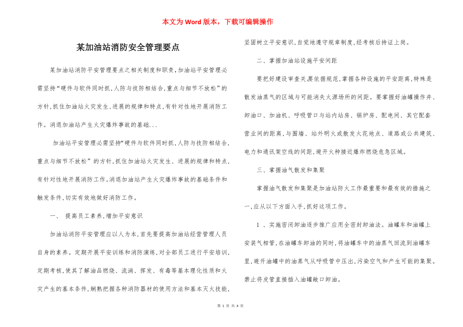 某加油站消防安全管理要点.docx_第1页