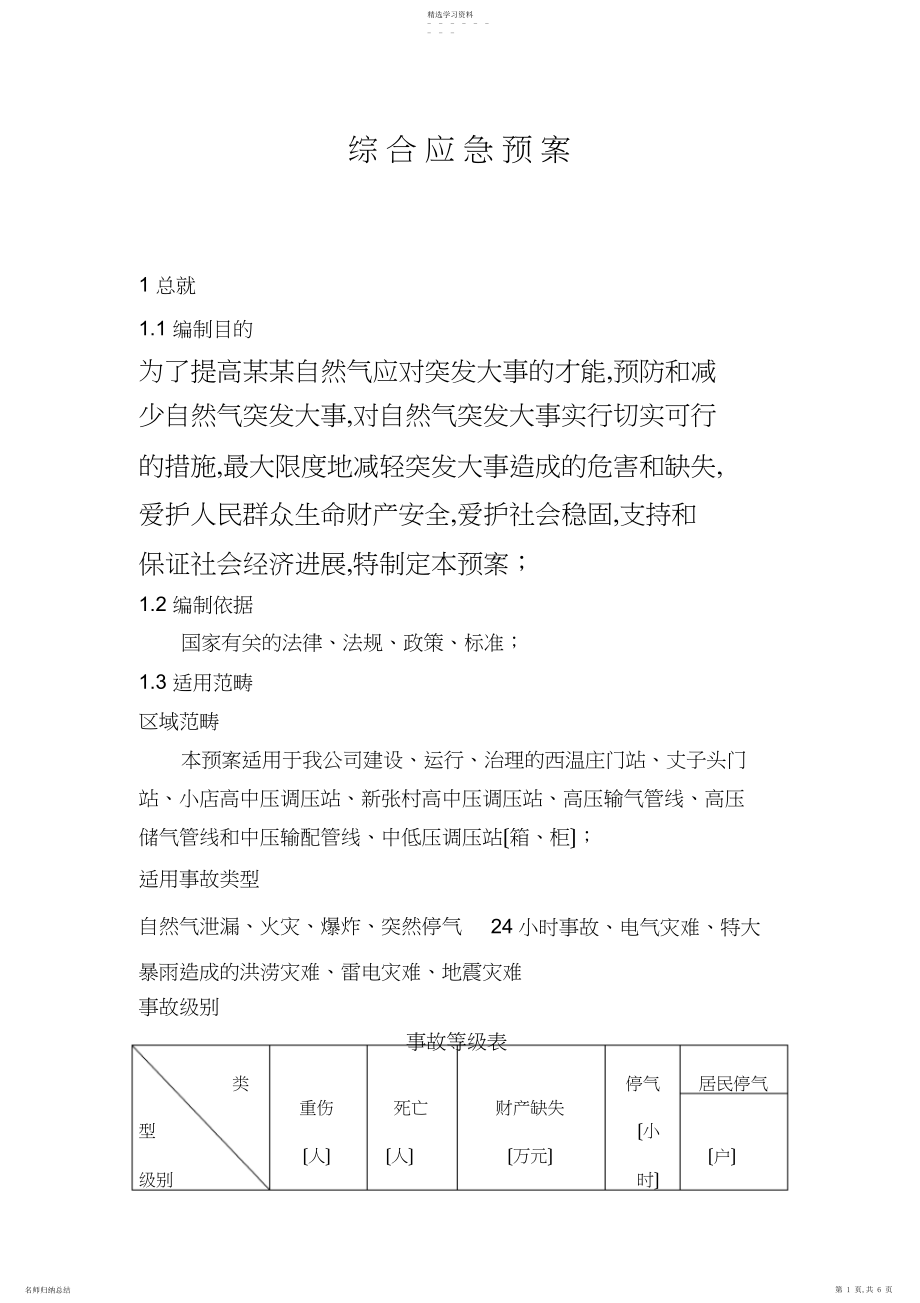 2022年燃气有限公司应急预案.docx_第1页