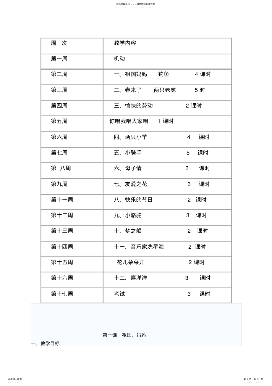 2022年湘版小学三年级下册音乐教学计划 .pdf_第2页