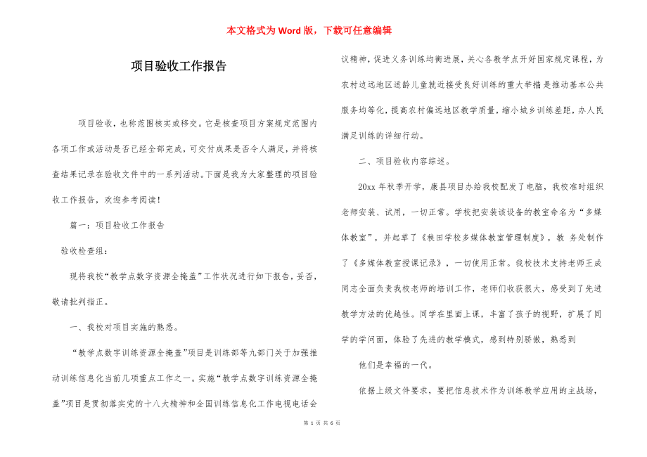 项目验收工作报告.docx_第1页