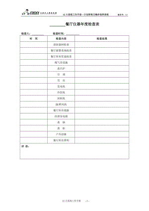 中式快捷餐厅运营饭堂实体店管理 手册 真功夫 餐厅计划保养系统工具P14.doc