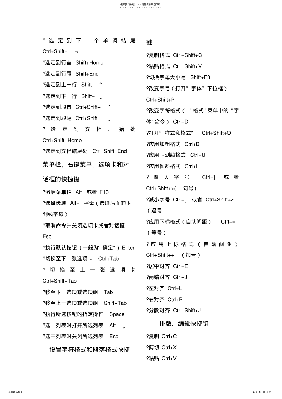 2022年WPS快捷键大全 .pdf_第2页