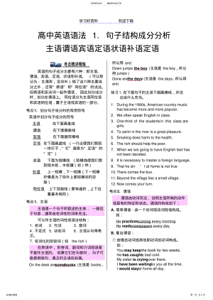 2022年专题二高中英语语法句子结构成分分析主语谓语宾语定语状语补语 .pdf