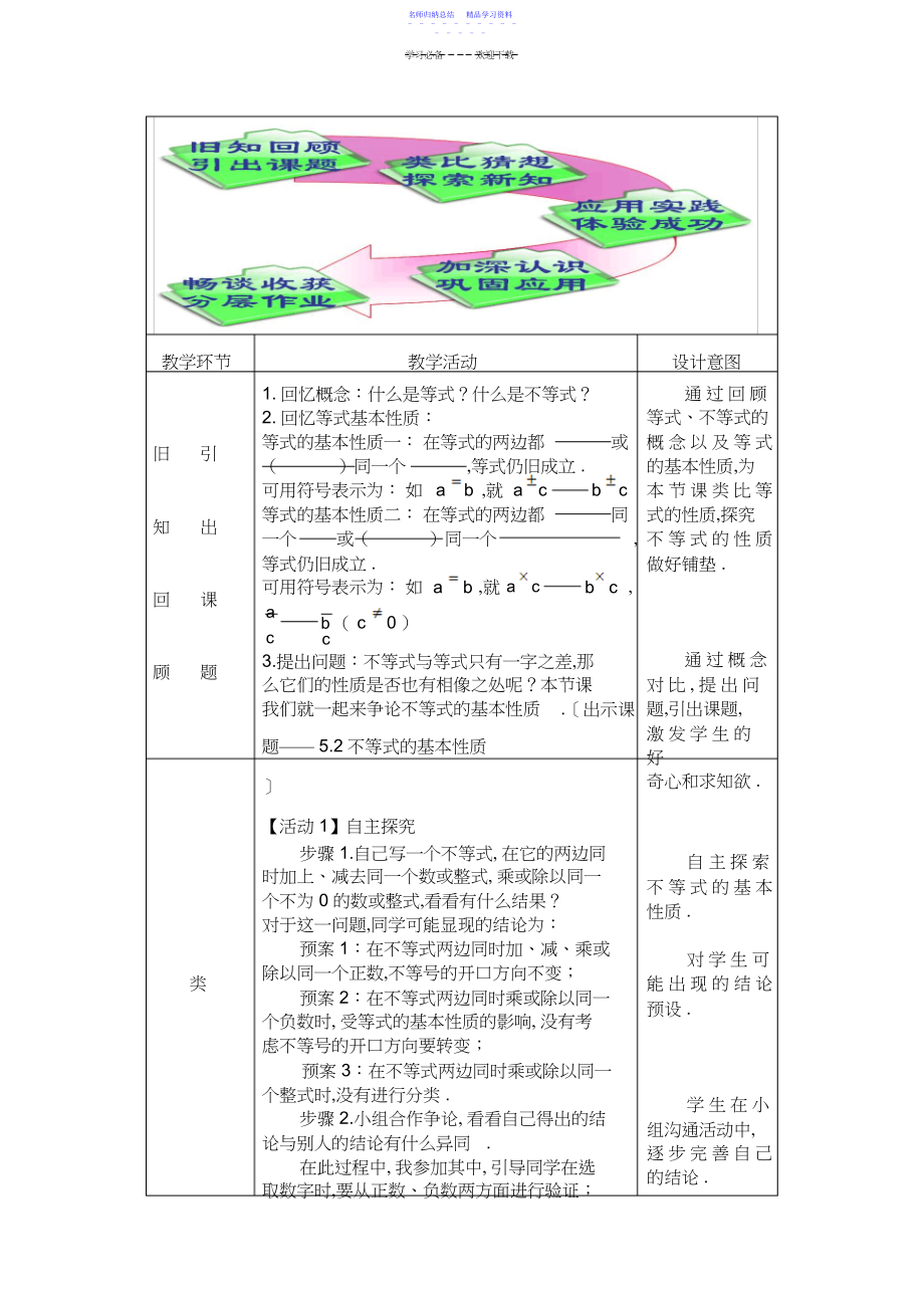 2022年不等式基本性质教学设计.docx_第2页