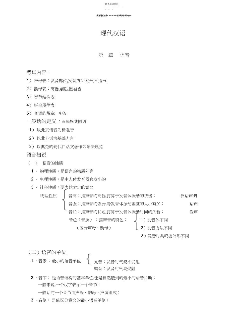 2022年现代汉语知识点概括.docx_第1页