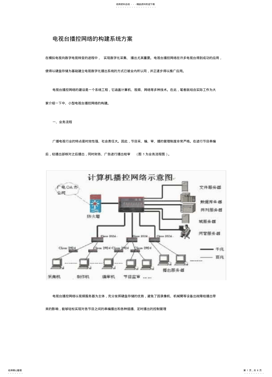 2022年电视台播控网络的构建系统方案-----很好 .pdf_第1页