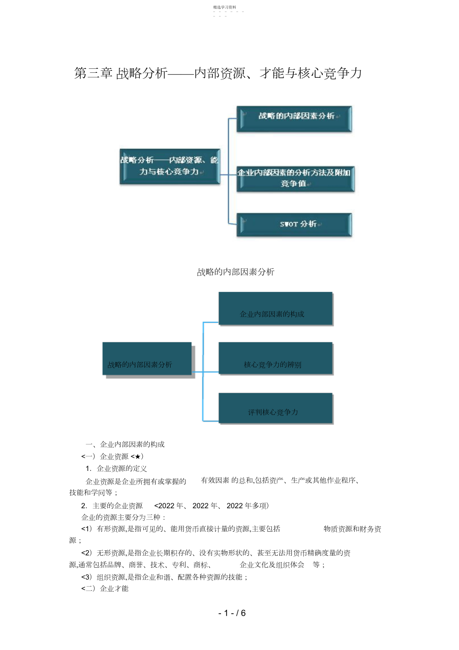 2022年第三章战略研究——内部资源、能力与核心竞争力.docx_第1页