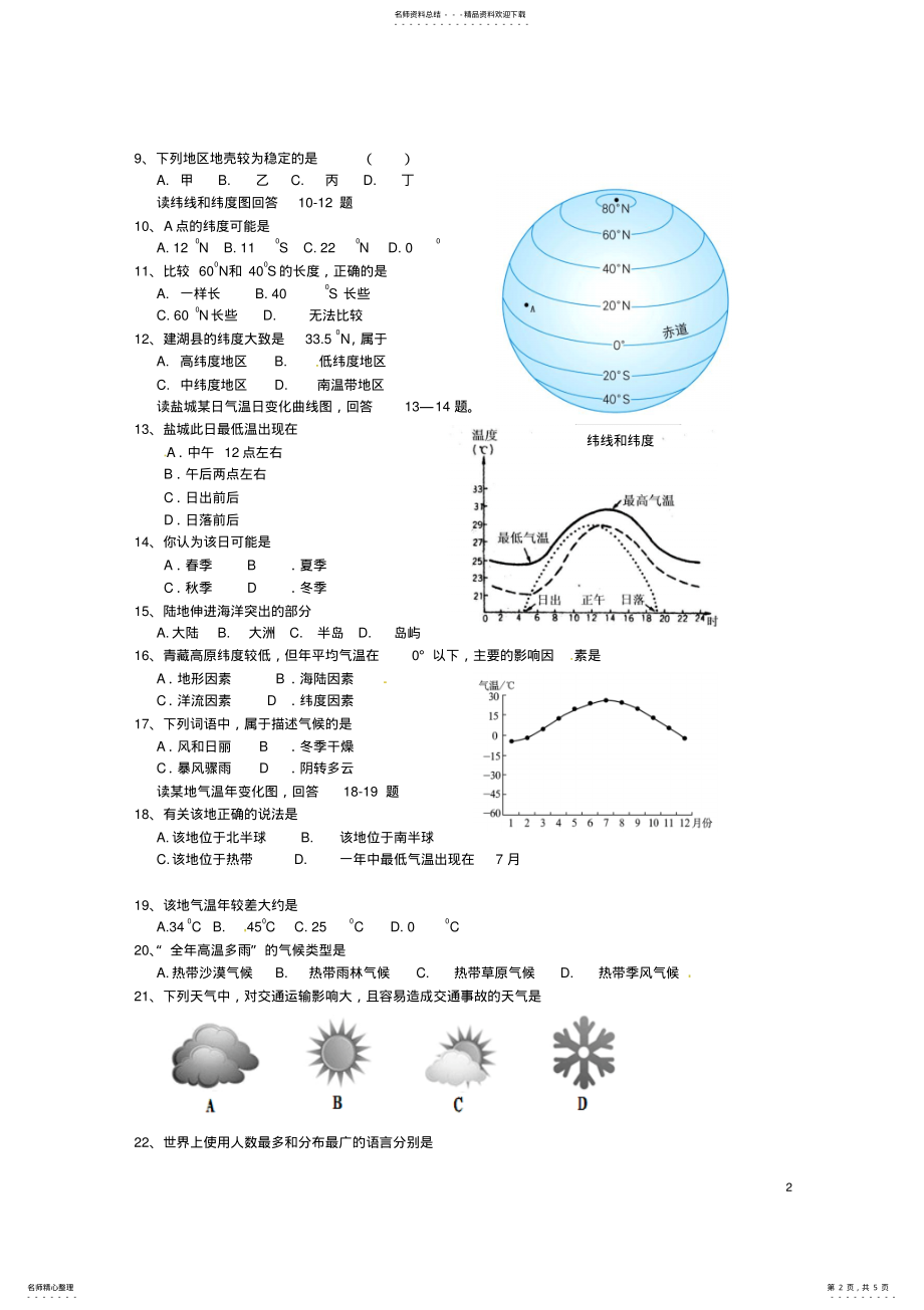 2022年七年级地理下学期开学学情检测试题 .pdf_第2页