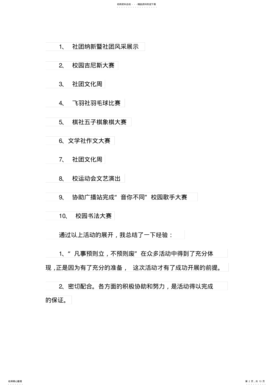 2022年社团活动总结模板汇编六篇 .pdf_第2页