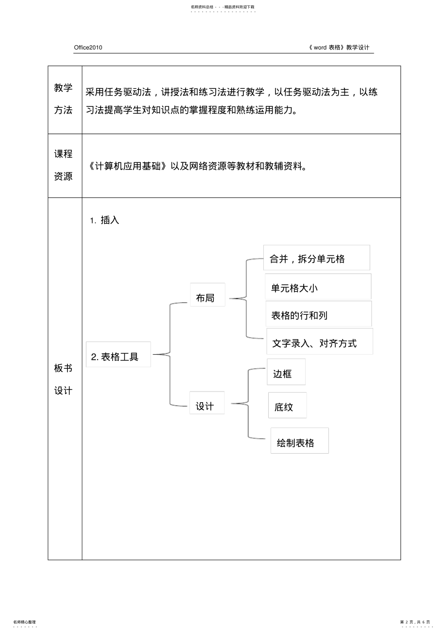 2022年《word表格》教案设计 .pdf_第2页