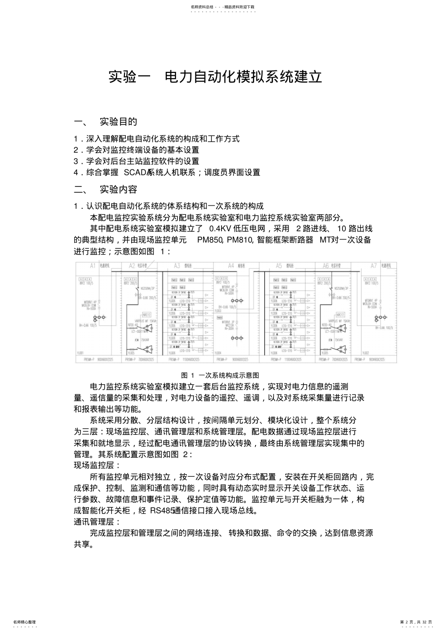 2022年电力系统自动化实验指导书 2.pdf_第2页