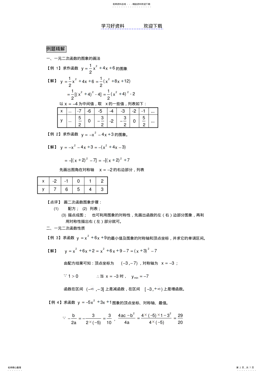 2022年一元二次函数的图像性质 .pdf_第2页