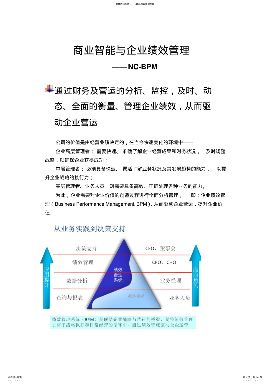 2022年用友商业智能与企业绩效管理_解决方案 .pdf_第1页