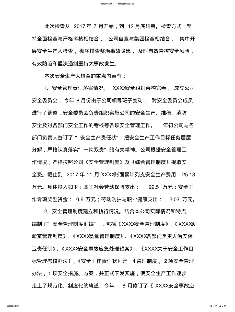 2022年XXX公司安全生产大检查活动总结 .pdf_第2页