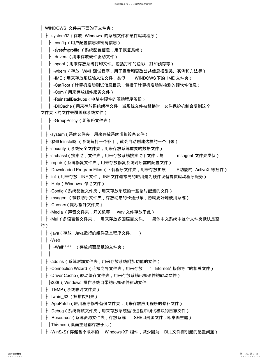 2022年WINDOWS的系统文件夹和系统文 .pdf_第1页