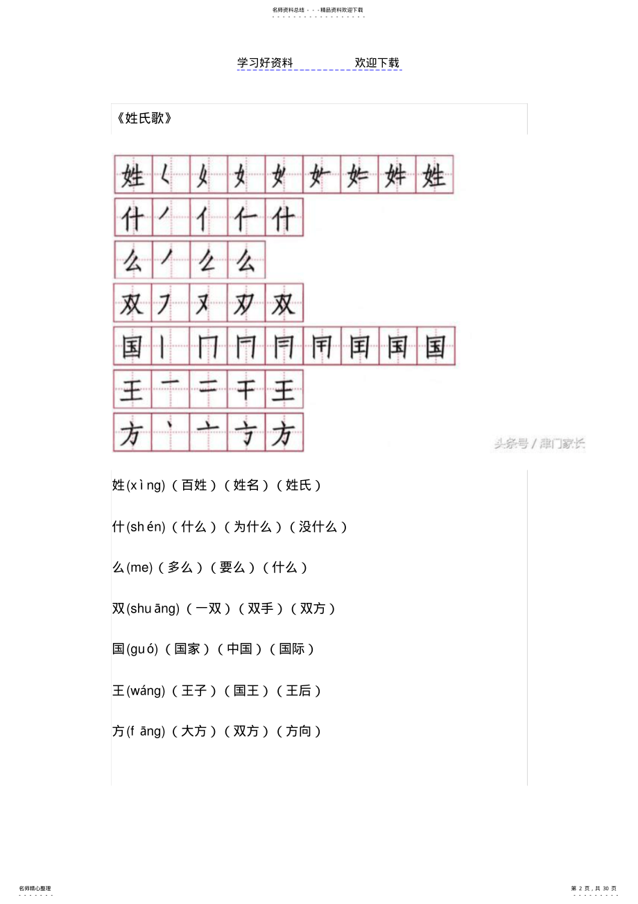 2022年一年级下册语文应会写生字笔顺、拼音、组词全集 .pdf_第2页