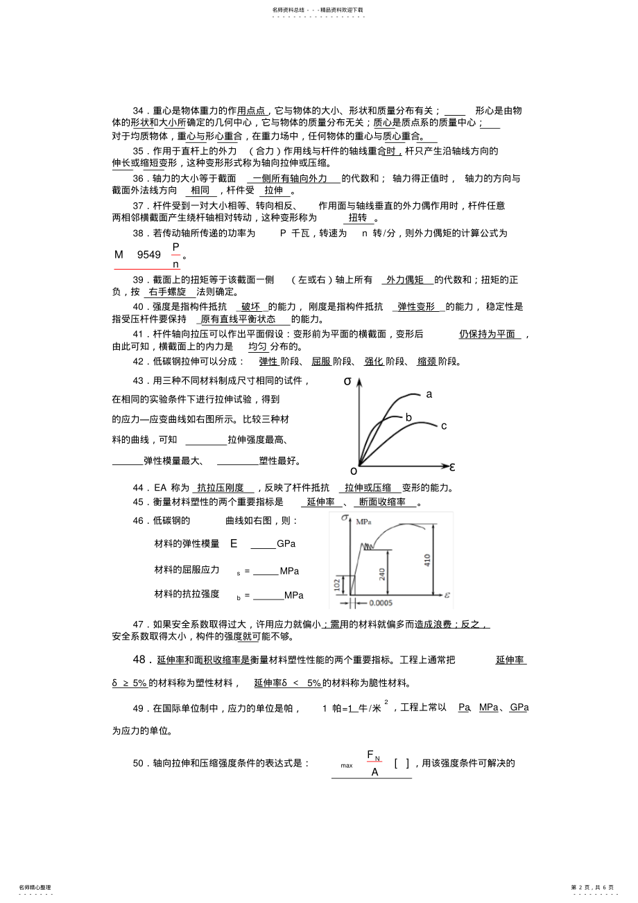 2022年《工程力学》复习要点 .pdf_第2页