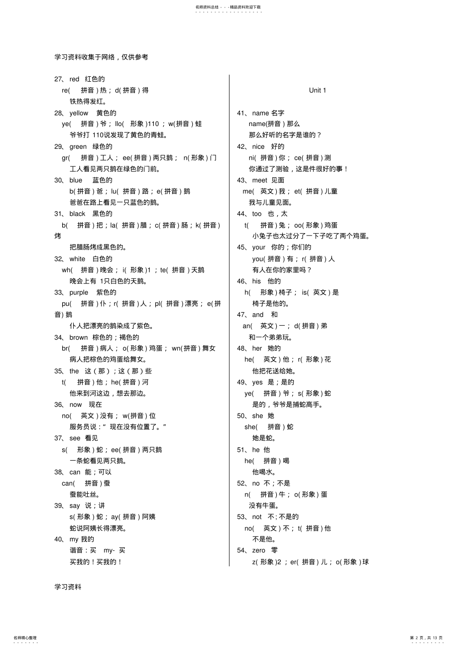 2022年七年级上册英语-单词形象记忆法 .pdf_第2页