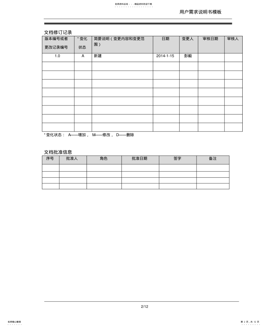 2022年用户需求说明书模板借鉴 .pdf_第2页