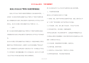 某某公司安全生产费用计划使用管理规定.docx