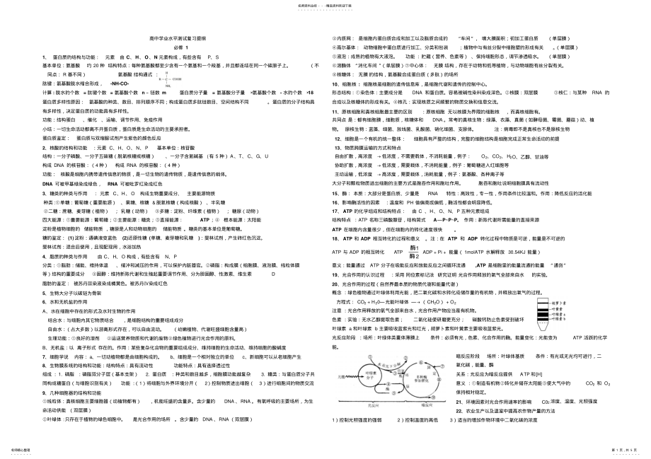 2022年生物学业水平测试知识点简 .pdf_第1页