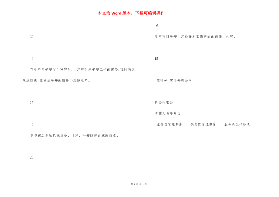 工程部相关人员安全生产责任考核表.docx_第2页