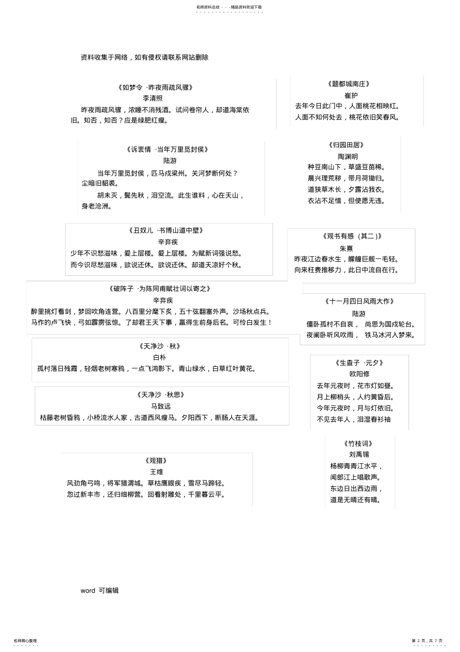 2022年上海中考语文默写篇目整理知识讲解 .pdf_第2页