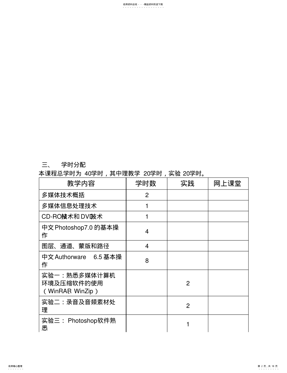 2022年《多媒体技术》教学大纲 .pdf_第2页