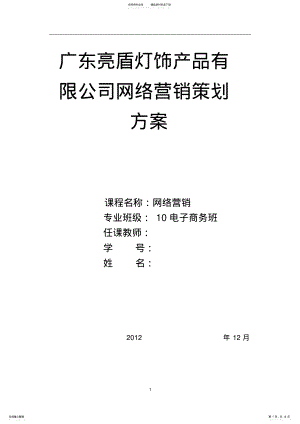 2022年灯饰产品网络营销方案 .pdf