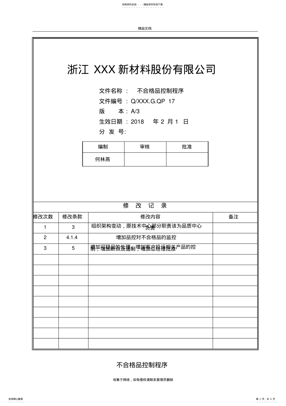 2022年不合格品控制程序演示教学 .pdf_第2页