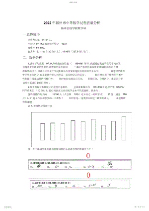 2022年福州市中考数学试卷质量分析.docx