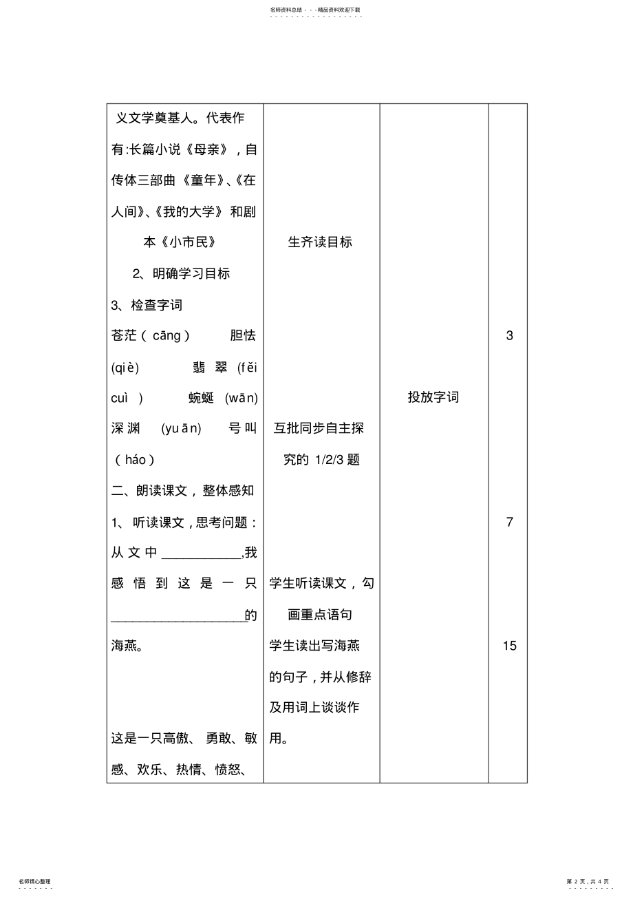 2022年《海燕》教学设计第一课时 .pdf_第2页