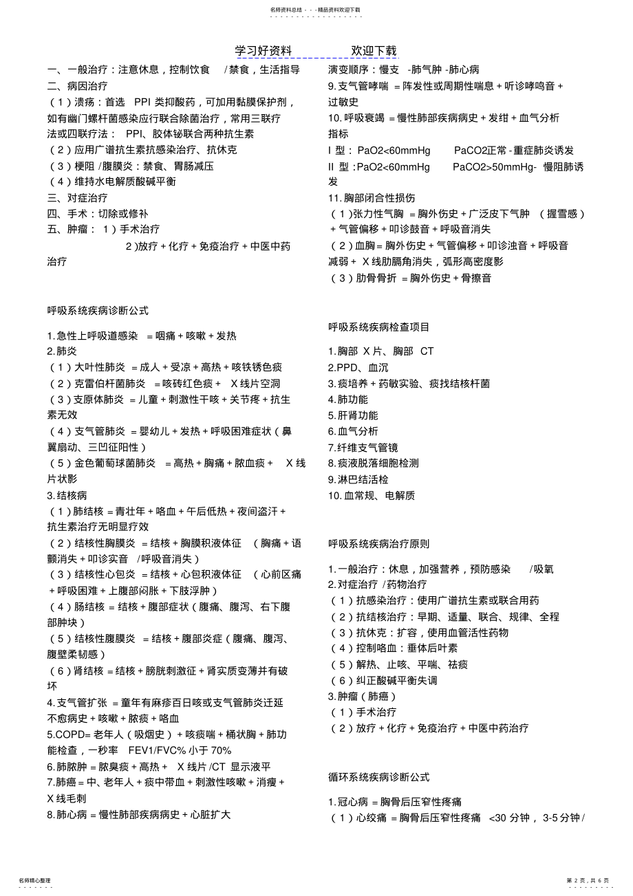 2022年爱医学各大系统重点精华总结诊断公式辅助检查治疗原则 .pdf_第2页