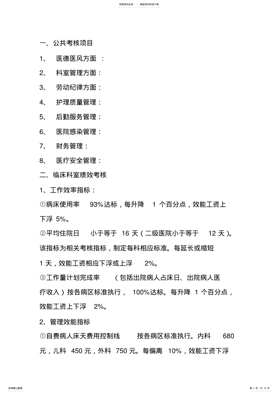 2022年XXXX医院绩效考核方案 .pdf_第2页