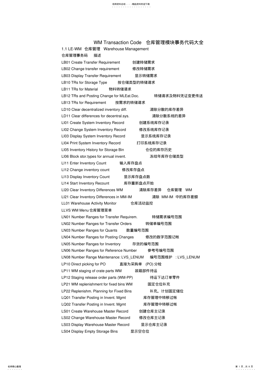 2022年SAP仓库管理代码大全 .pdf_第1页