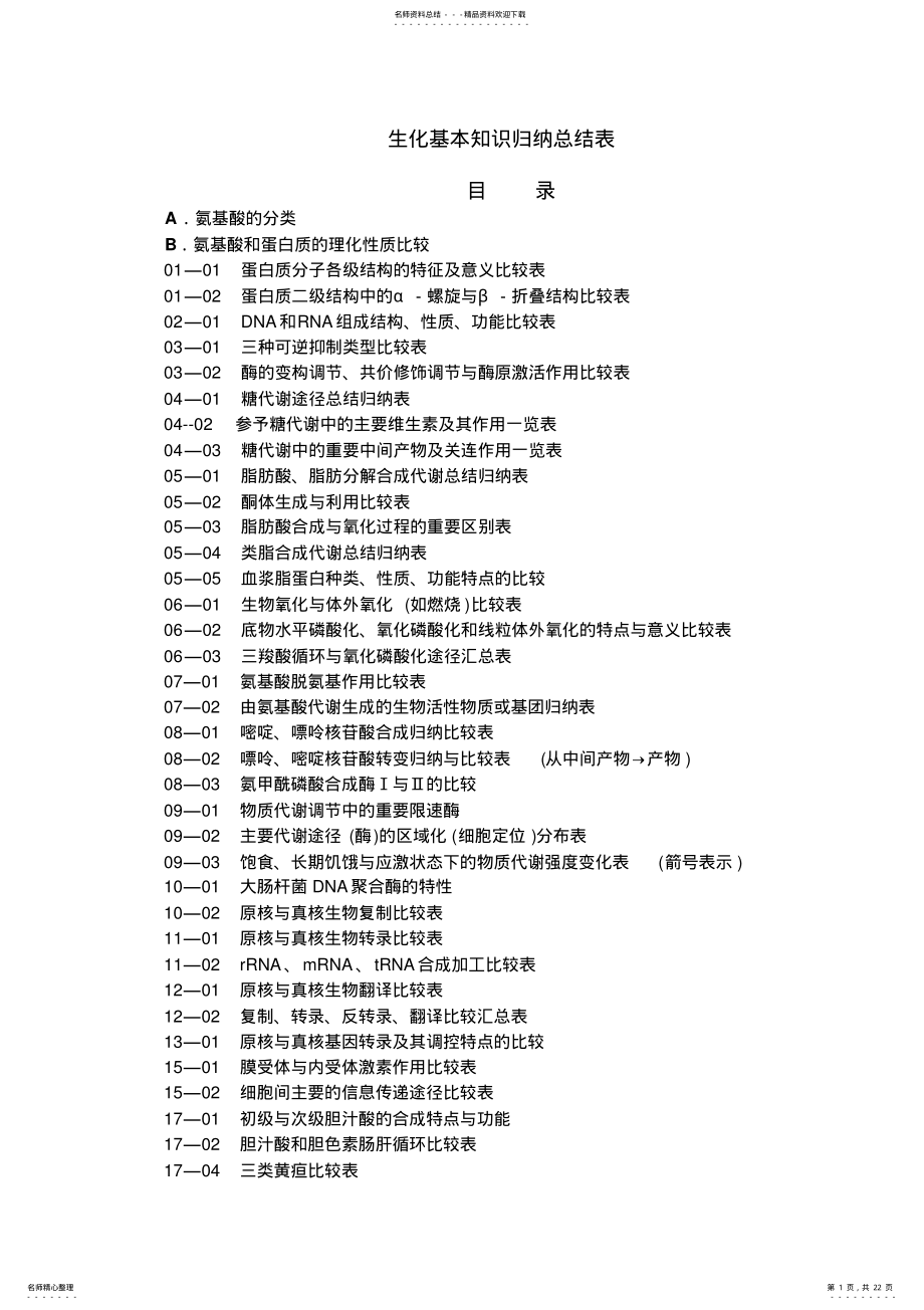 2022年生化基本知识总结归纳表 .pdf_第1页