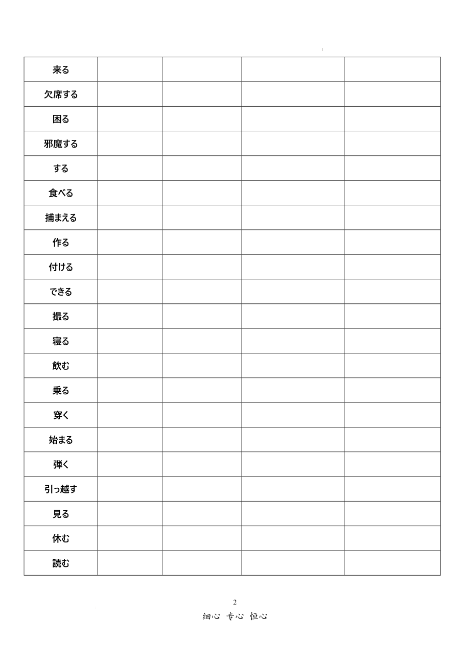 动词形容词简体变形表--初中日语人教版第二册.docx_第2页