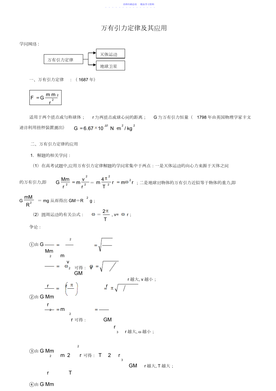 2022年万有引力公式,经典例题.docx_第1页