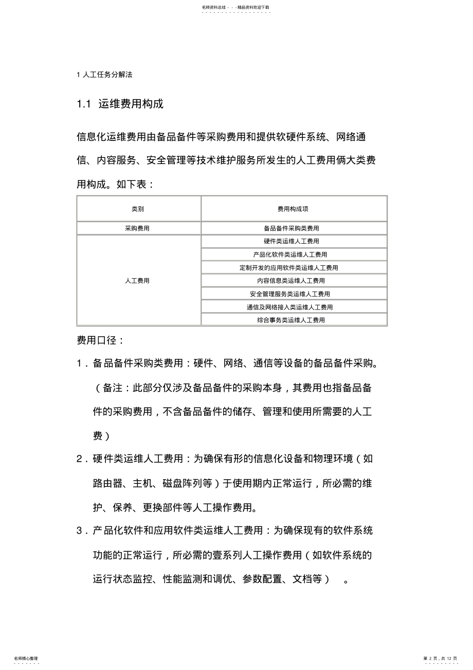 2022年{信息化知识}信息化运维费用分解方法_XXXX .pdf_第2页