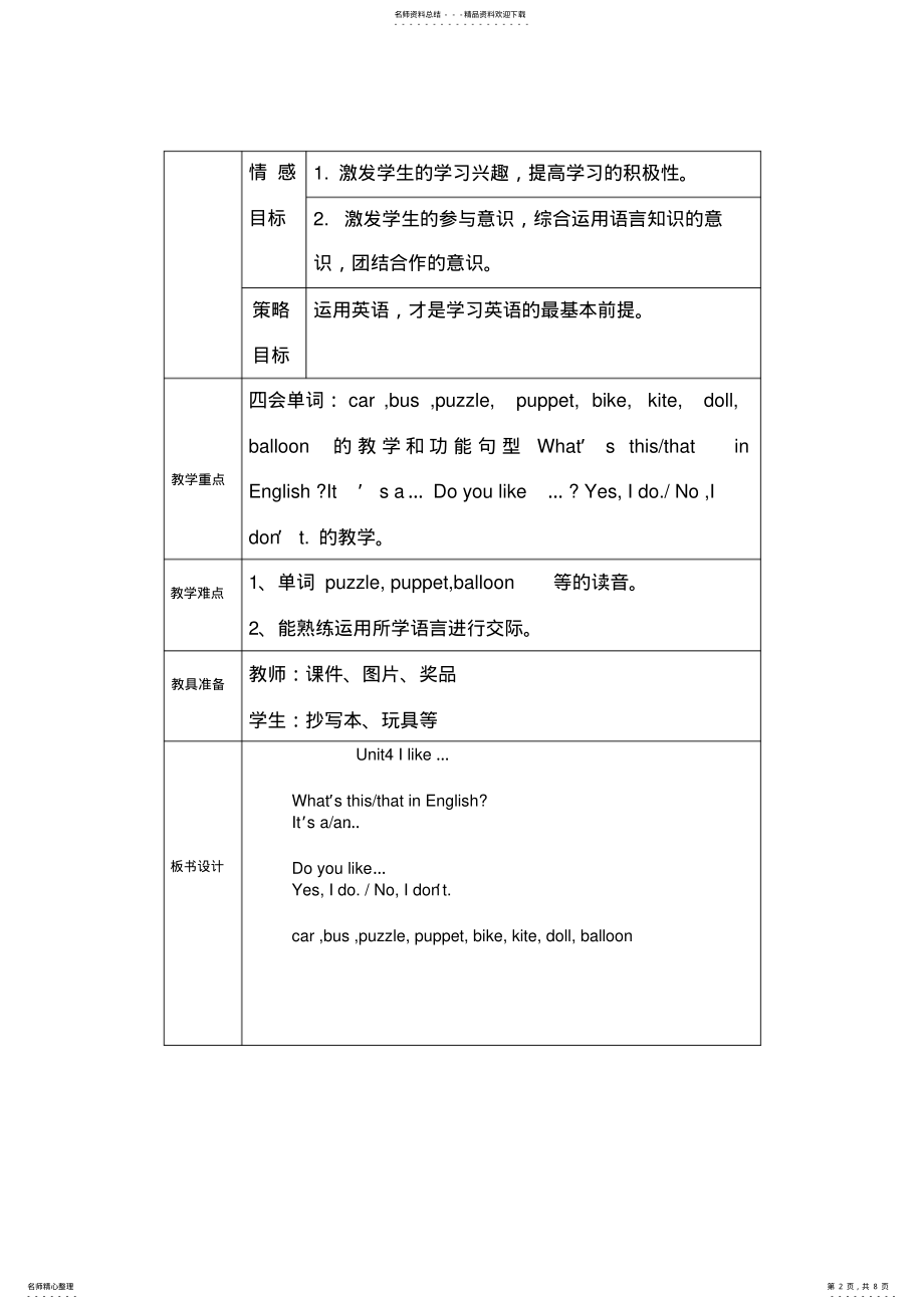 2022年牛津小学英语表格式教学设计 .pdf_第2页