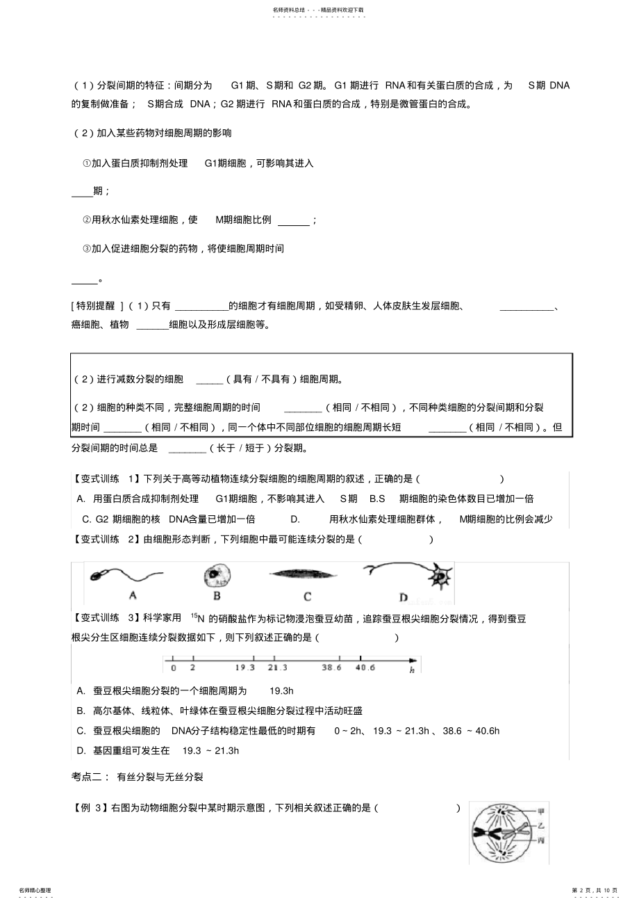 2022年第讲“细胞的增殖”复习导学案 .pdf_第2页