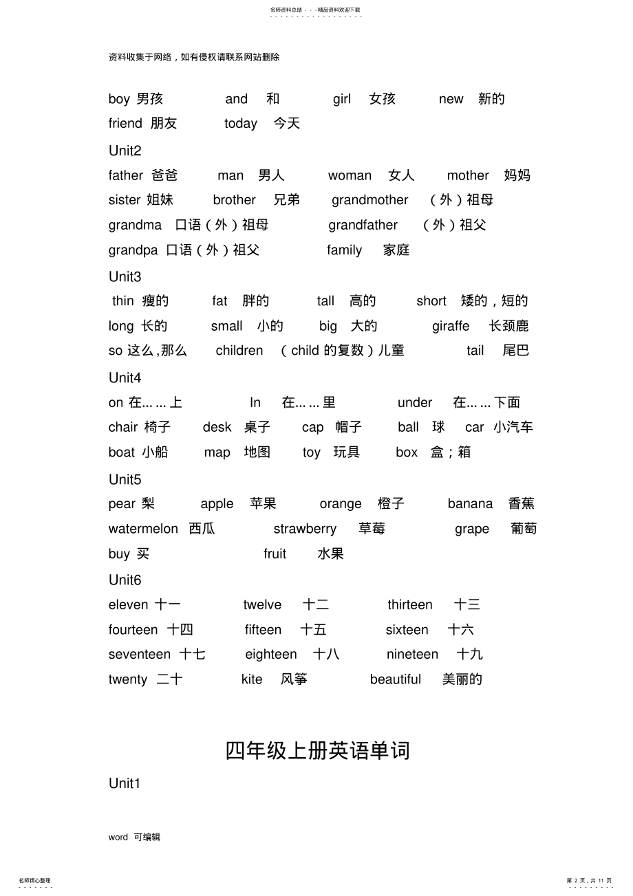 2022年pep人教版小学英语单词表汇编教学内容 .pdf_第2页