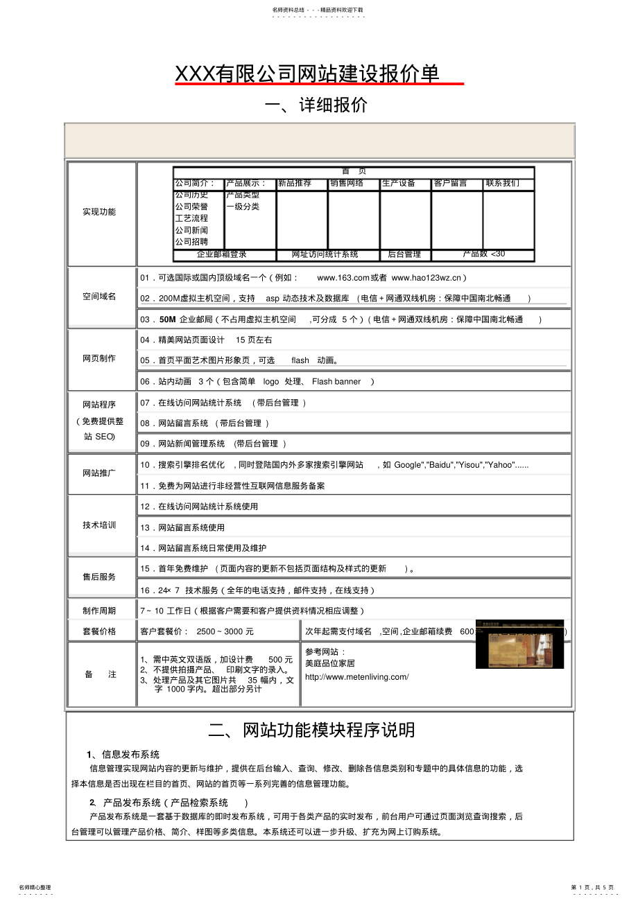 2022年XXX有限公司网站建设报价单 .pdf_第1页