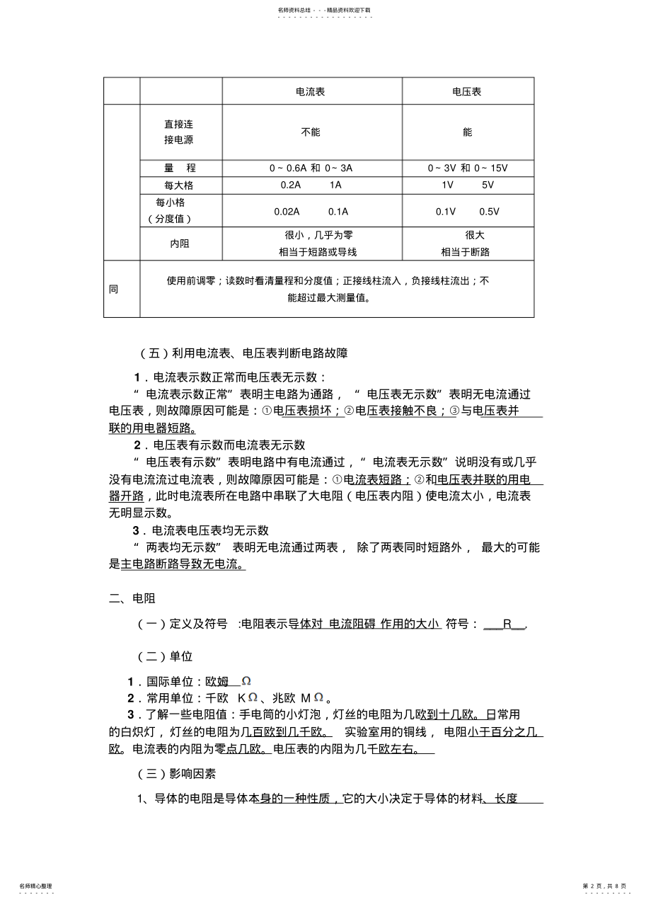 2022年电压电阻知识点归纳与练习 .pdf_第2页