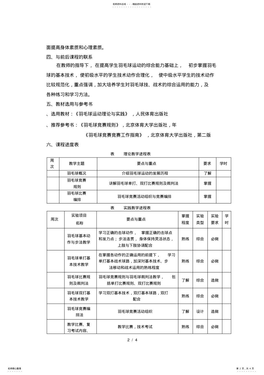 2022年《羽毛球》课程教学大纲 .pdf_第2页