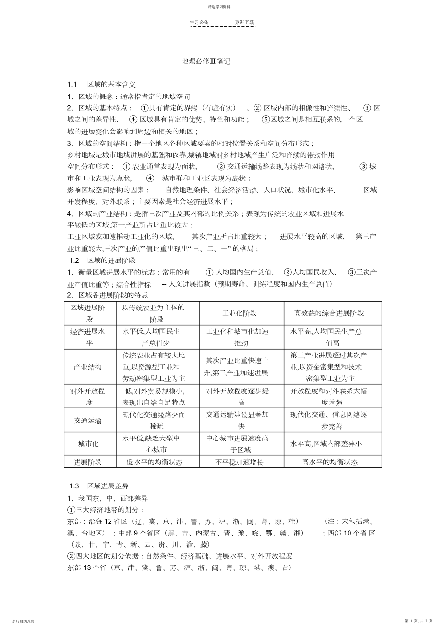 2022年湘教版高中地理考试必背知识点.docx_第1页