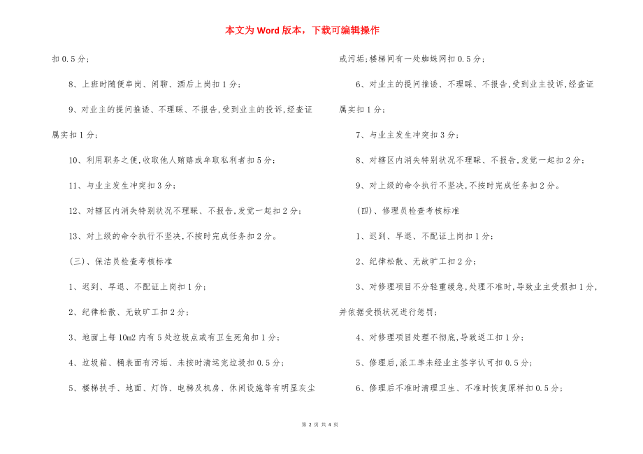 物业公司员工检查考核标准考评办法.docx_第2页