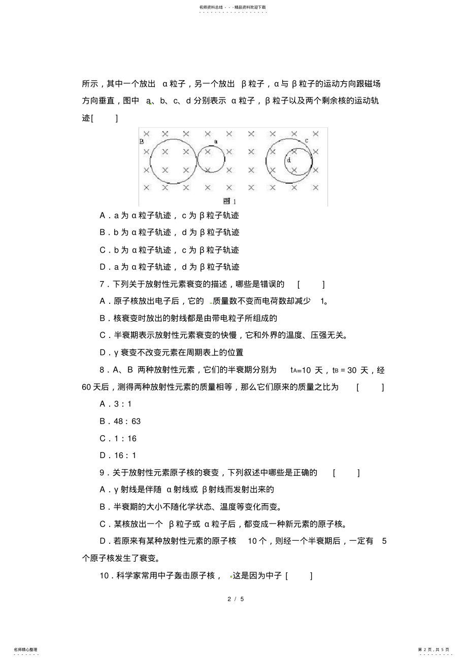 2022年《放射性元素的衰变》同步练习 .pdf_第2页